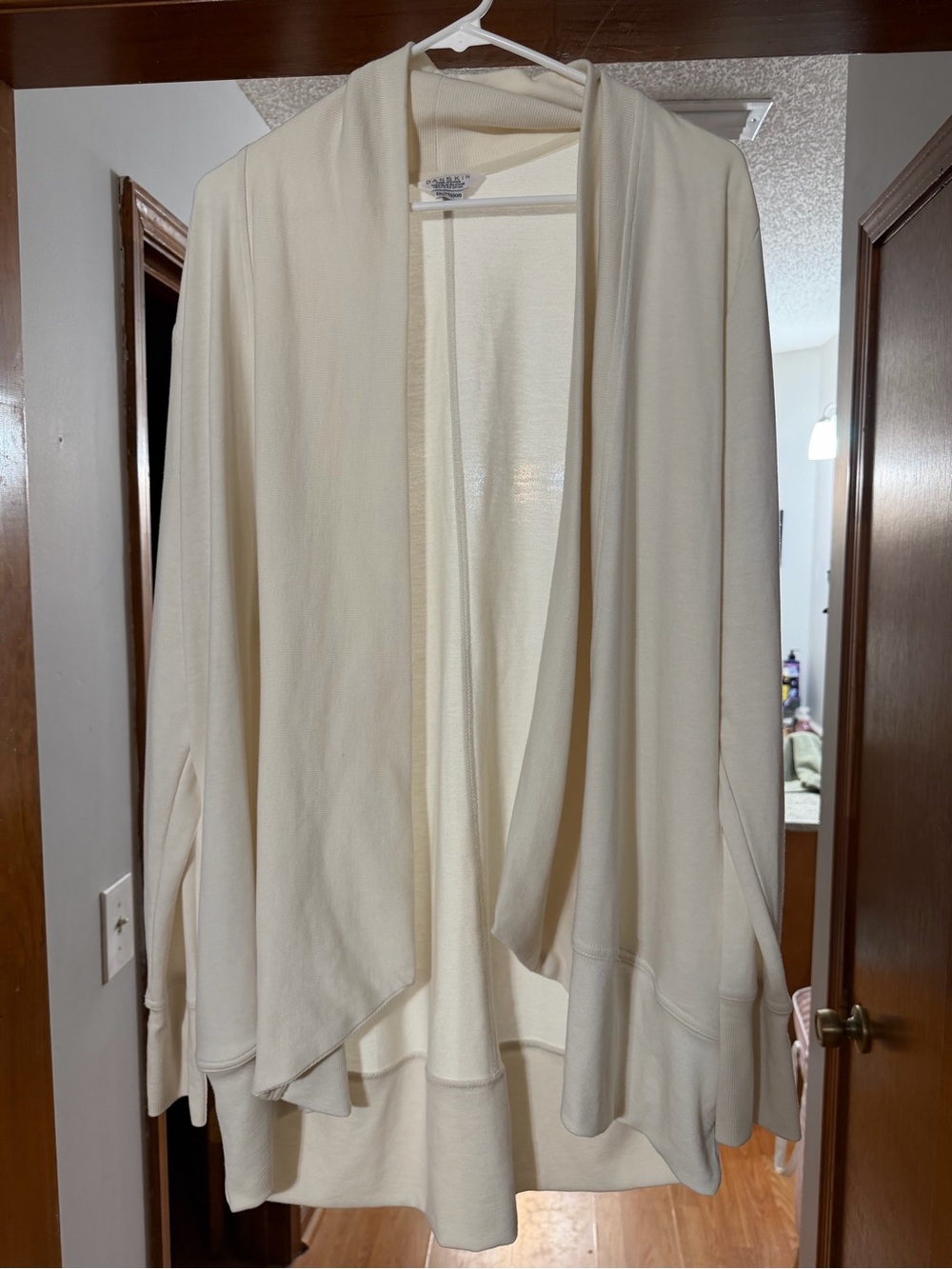 Danskin Cream Open Drape Front Cardigan